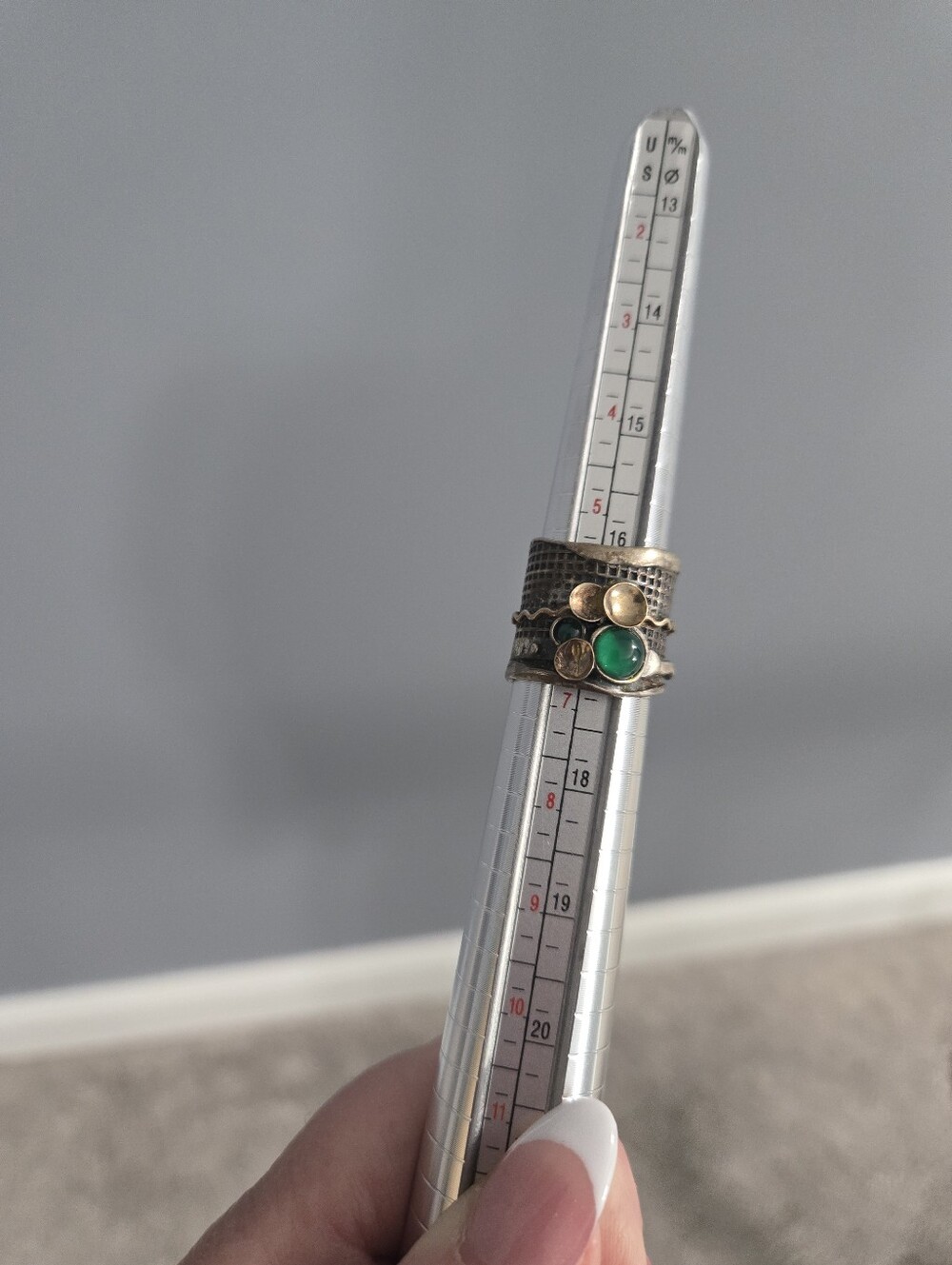 Wide Textured Silver Ring with Multi Color Stones